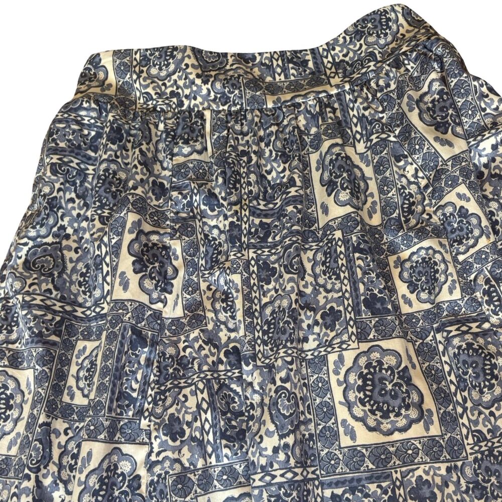 Abercrombie NWOT Pattern Mixed Poplin Tiered Maxi Skirt Blue Tile Print PM - Picture 11 of 13